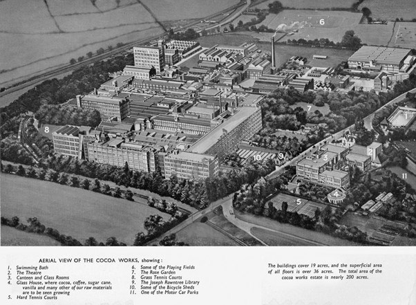 Image of the factory site with the Joseph Rowntree Theatre