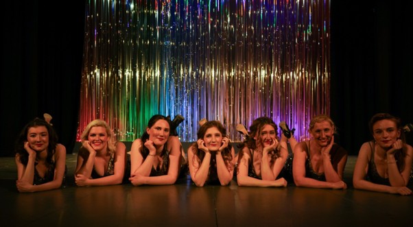 Miss Adelaide (Jennifer Jones) and the ‘Hot Box Girls’ From Left to Right: Sadie Sørensen, Maia Stroud, Lucy Freer, Jennifer Jones, Abigail Atkinson, Liz Campbell, Catherine Halton (Image credit: Georgia Davies)